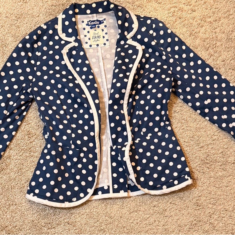 Keds Navy Blue Polka Dot Blazer Jacket